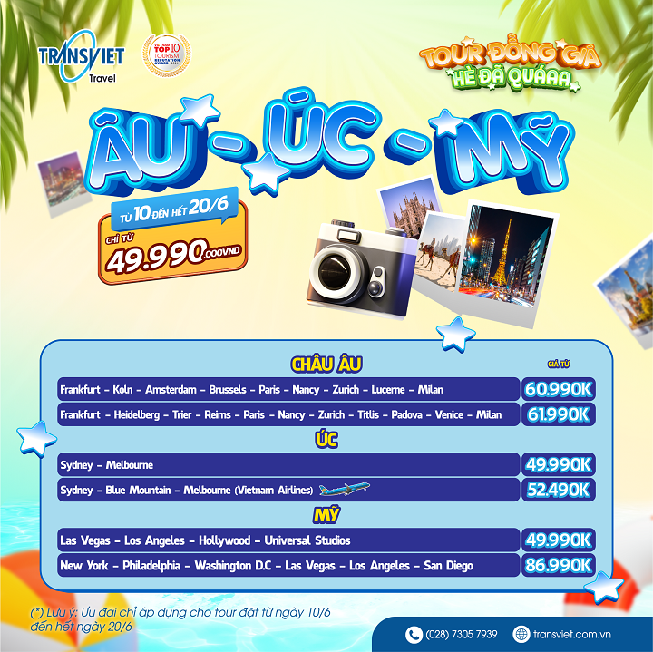 Tour đường dài Âu – Úc – Mỹ – Chạm đến giấc mơ xa