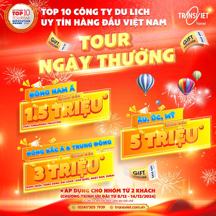 Giảm nh&oacute;m đến 5 triệu tour ng&agrave;y thường