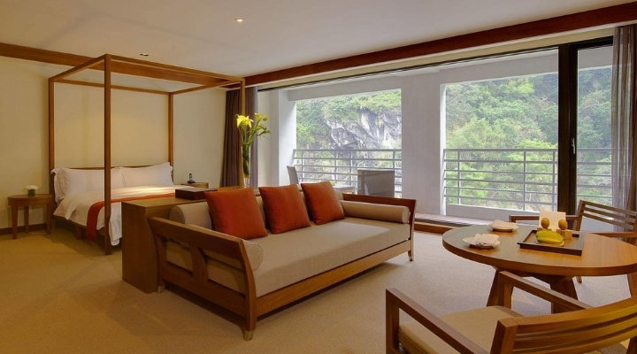Phòng nghỉ tại Silks Place Taroko đưa du khách hòa mình vào khung cảnh thiên nhiên hùng vĩ.