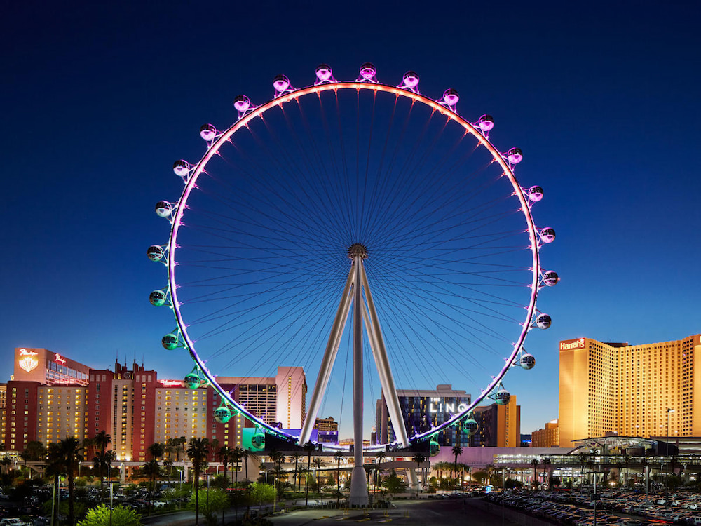 Bạn có thể quan sát toàn cảnh thành phố cùng những ngọn núi phía xa khi trải nghiệm vòng quay High Roller