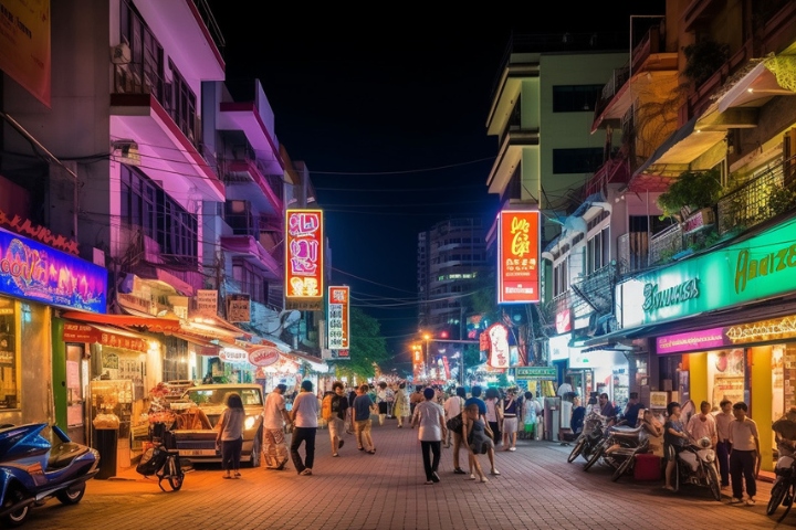 Phố đi bộ Walking Street sôi động về đêm tại thành phố du lịch Thái Lan Pattaya