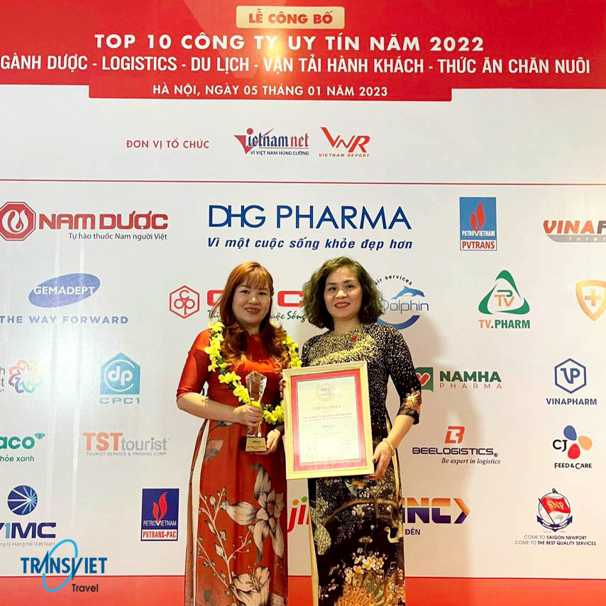 Năm thứ 3 liên tiếp TransViet nhận giải Top 10 Công ty Uy tín Ngành du lịch